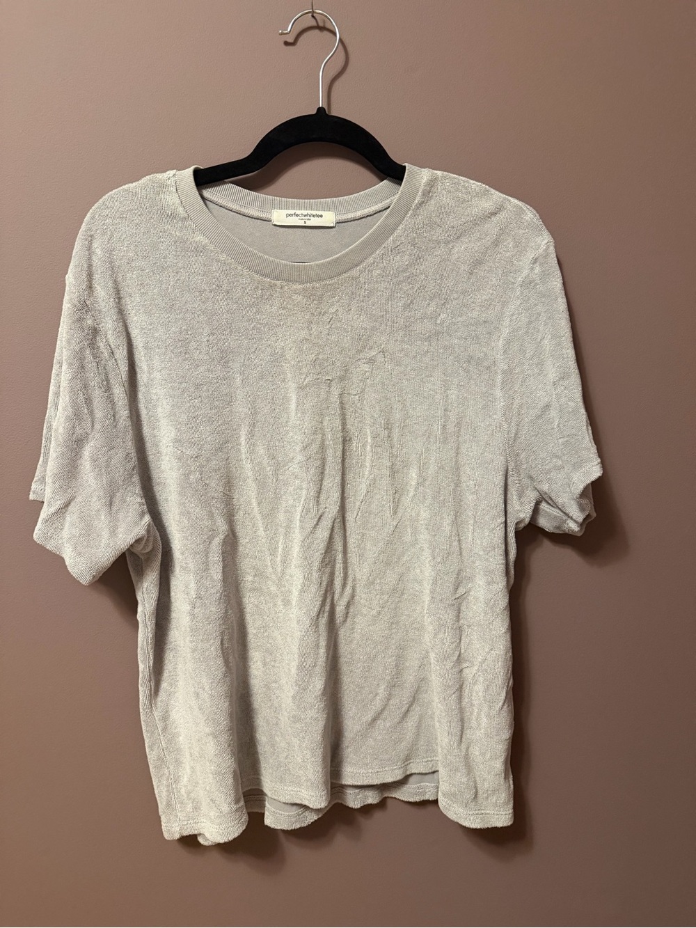 Perfect White Tee French terry Short Sleeve Crew Tee in Light Gray